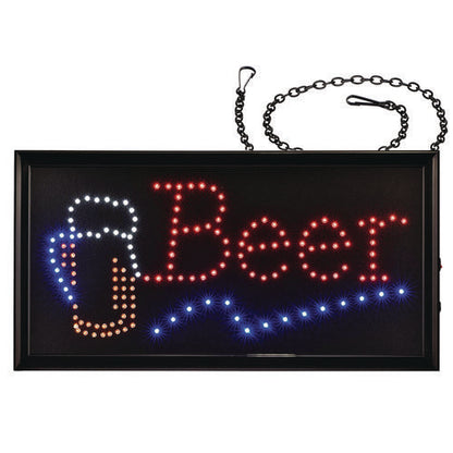 Led Rectangular Beer Sign, 19 X 10, Black Frame, Blue/green/orange/red/white Graphics