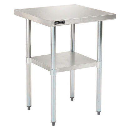 Work Table With Undershelf, Square, 24 X 24 X 35, Silver Top, Silver Base/legs