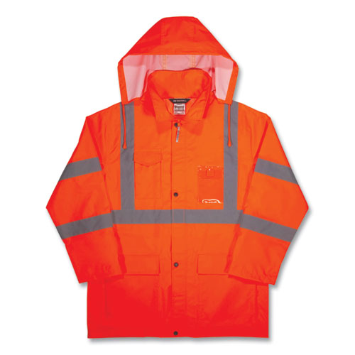 Glowear 8366 Class 3 Lightweight Hi-vis Rain Jacket, Polyester, X-large, Orange