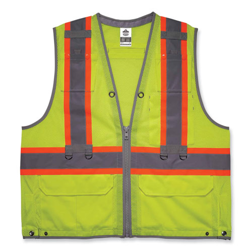 Glowear 8231tv Class 2 Hi-vis Tool Tethering Safety Vest, Polyester, 4x-large/5x-large, Lime