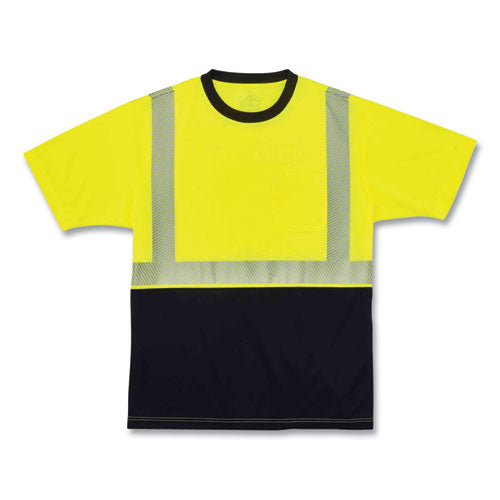 Glowear 8280bk Class 2 Performance T-shirt With Black Bottom, Polyester, 5x-large, Lime