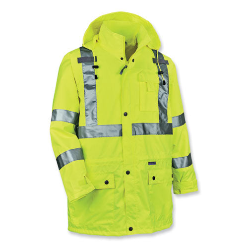 Glowear 8365 Class 3 Hi-vis Rain Jacket, Polyester, 4x-large, Lime