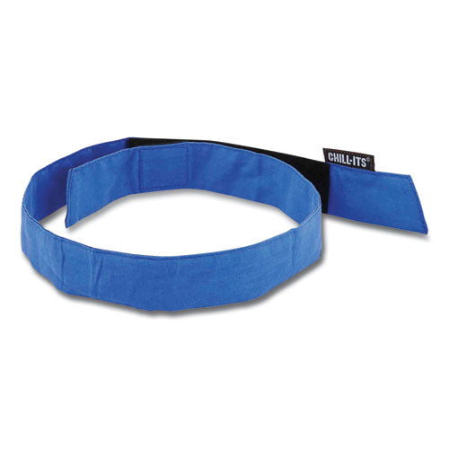 Chill-its 6705 Cooling Embedded Polymers Hook And Loop Bandana Headband, One Size Fits Most, Solid Blue