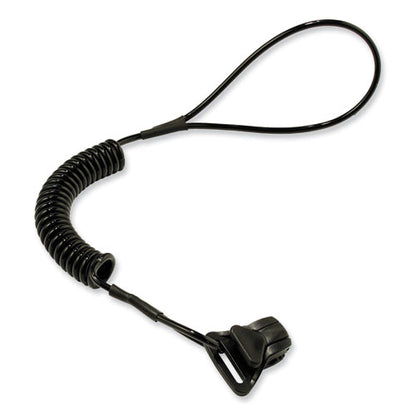 Squids 3158 Coiled Lanyard With Clamp, 2 Lb Max Working Capacity, 12" To 48" Long, Black