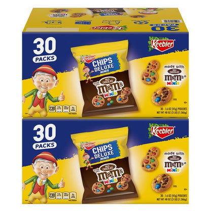 M&m Cookie Packs, Chocolate, 1.6 Oz Pouch, 30/box, 2 Boxes/carton