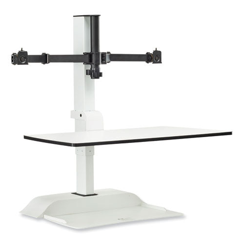 Soar Electric Desktop Sit/stand Dual Monitor Arm, For 27" Monitors, White, Supports 10 Lbs