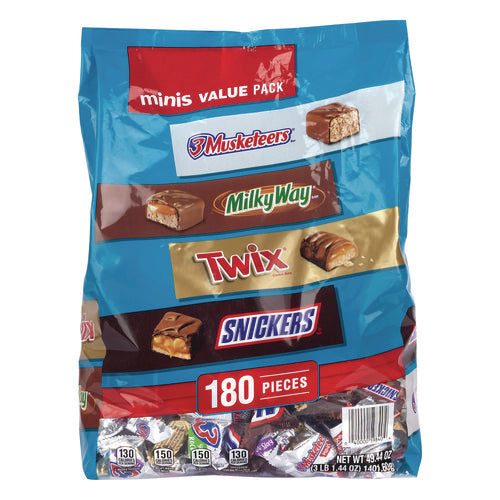 Minis Variety Pack, Chocolate, 49.44 Oz Bag, 180 Pieces