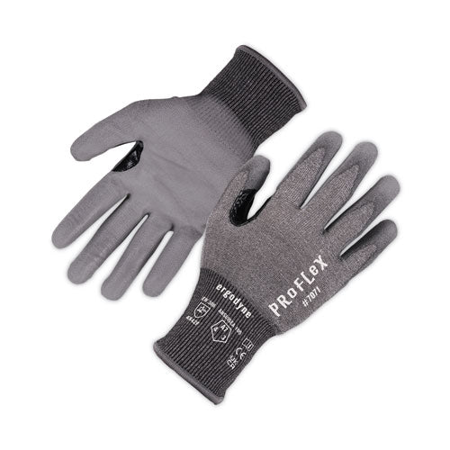 Proflex 7071 Ansi A7 Pu Coated Cr Gloves, Gray, Large, 12 Pairs/pack