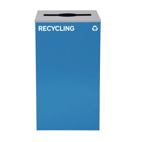 29 Gallon Trash/recycling Cans, Steel, Blue Recycling Can With Mixed Lid