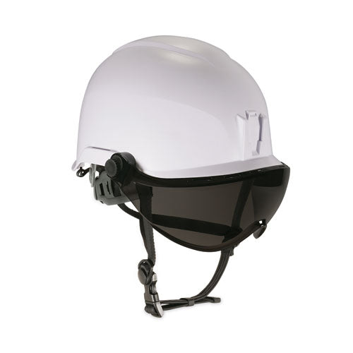 Skullerz 8974v Class E Safety Helmet With 8991 Visor Kit, Smoke Lens, 6-point Ratchet Suspension, White