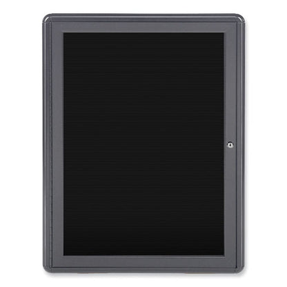 Enclosed Letterboard, 24.13" X 33.75", Black Surface, Powder-coated Gray Aluminum Frame