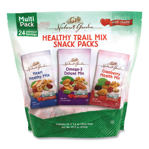 Healthy Trail Mix Snack Packs, 1.2 Oz Pouch, 24 Pouches/carton