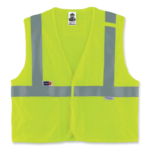 Glowear 8260frhl Class 2 Fr Safety Hook And Loop Vest, Modacrylic/kevlar, Large/x-large, Lime