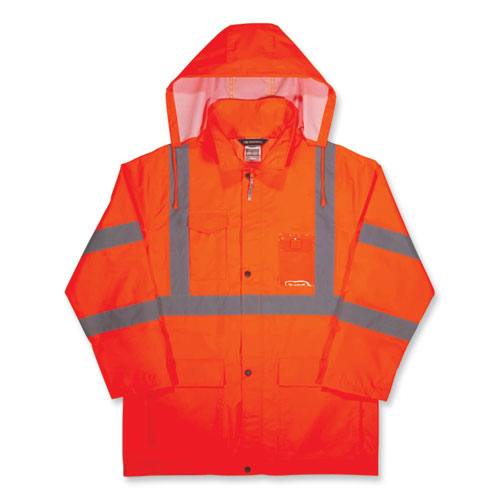 Glowear 8366 Class 3 Lightweight Hi-vis Rain Jacket, Polyester, 4x-large, Orange