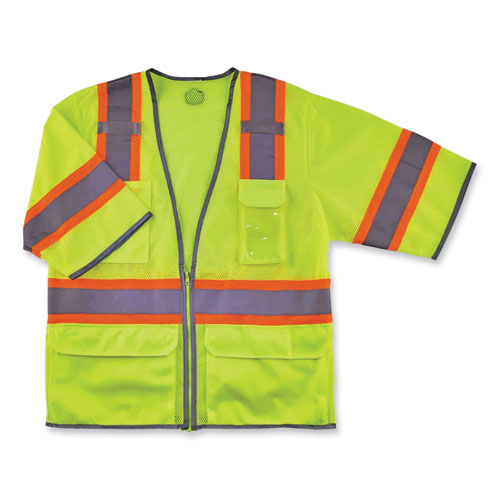 Glowear 8346z Class 3 Two-tone Hi-vis Surveyor Zipper Vest, Small/medium, Lime