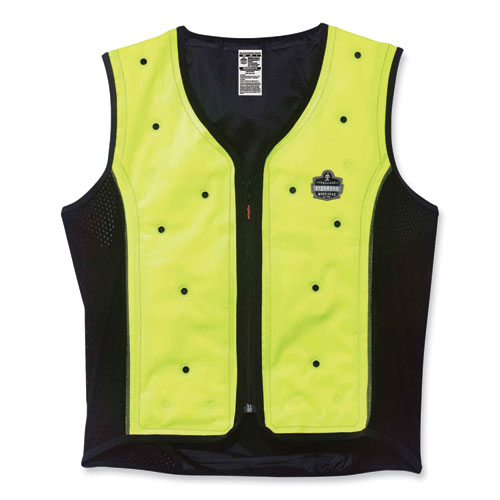 Chill-its 6685 Premium Dry Evaporative Cooling Vest With Zipper, Nylon, Medium, Lime