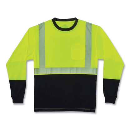 Glowear 8281bk Class 2 Long Sleeve Shirt With Black Bottom, Polyester, X-large, Lime