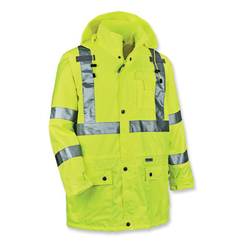 Glowear 8365 Class 3 Hi-vis Rain Jacket, Polyester, 5x-large, Lime