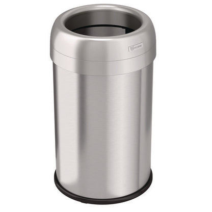 Open Top Trash Can, 13 Gal, Plastic/stainless Steel, Silver