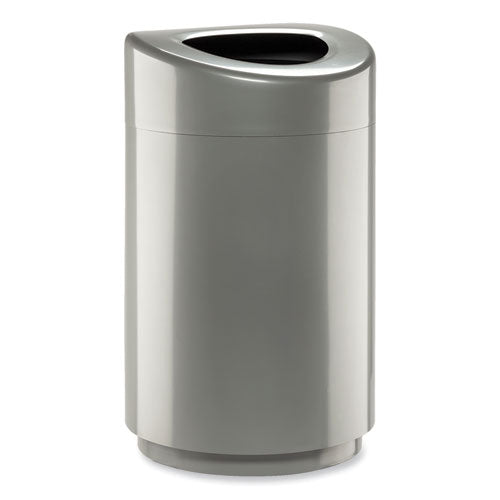 Open Top Round Waste Receptacle, 30 Gal, Steel, Silver