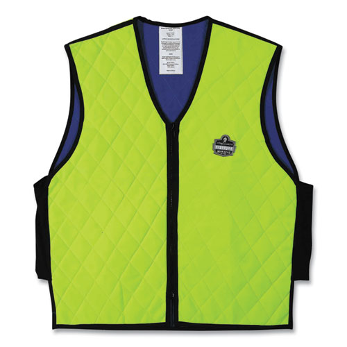 Chill-its 6665 Embedded Polymer Cooling Vest With Zipper, Nylon/polymer, Large, Lime