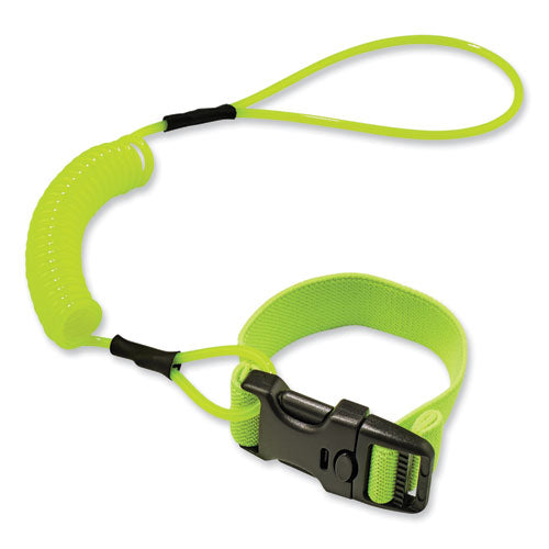 Squids 3157 Coiled Lanyard With Buckle, 2 Lb Max Working Capacity, 12" To 48" Long, Lime