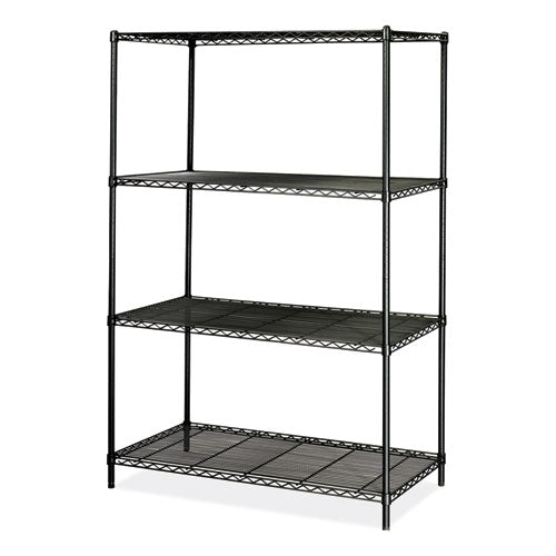 Industrial Wire Shelving, Four-shelf, 48w X 24d X 72h, Black