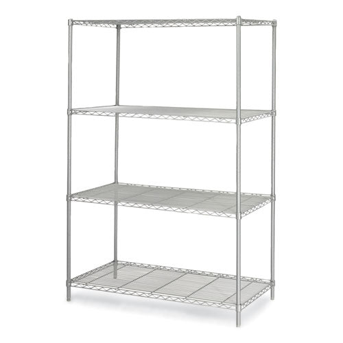 Industrial Wire Shelving, Four-shelf, 48w X 24d X 72h, Metallic Gray