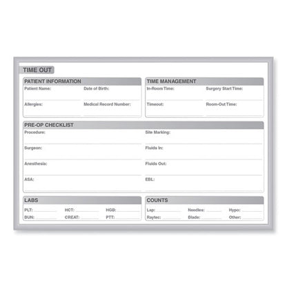 Time Out Magnetic Whiteboard, Patient/staff Time Management Chart, 36" X 24", White/gray Surface, Satin Aluminum Frame