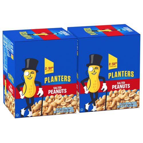 Salted Peanuts, 1.75 Oz Pack, 18 Packets/box, 2 Boxes/carton