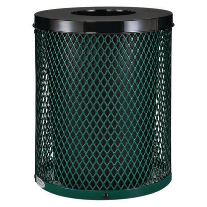 Outdoor Diamond Steel Trash Can, 36 Gal, Green