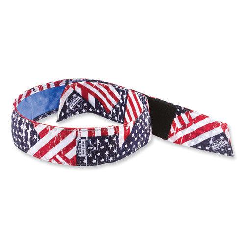 Chill-its 6705ct Cooling Pva Hook And Loop Bandana Headband, One Size Fits Most, Stars/stripes