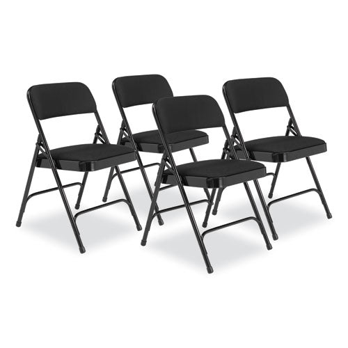 2200 Series Fabric Dual-hinge Folding Chair, Supports 500 Lb, Midnight Black Seat/back, Black Base, 4/carton