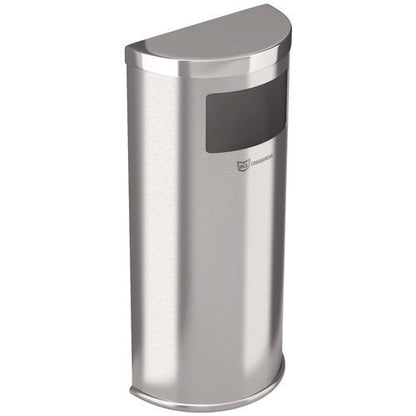 Side-entry Trash Can With Wall Mount, 9 Gal, Stainless Steel, Silver