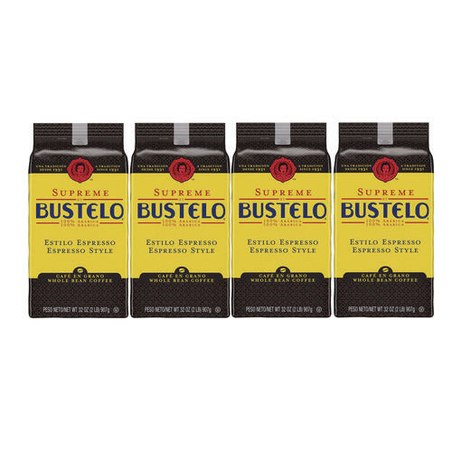 Cafe Bustelo Whole Bean Coffee, Espresso, 32 Oz Bag, 4/carton