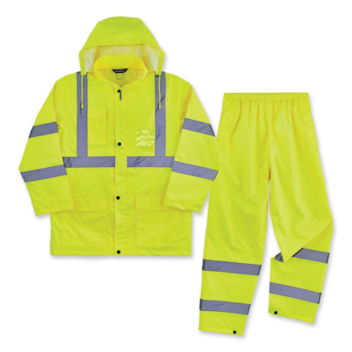 Glowear 8376k Lightweight Hv Rain Suit, 2x-large, Lime