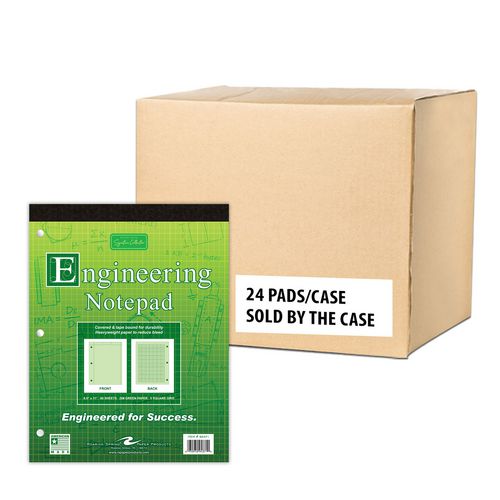 Covered Engineering Pad, 5 Sq/in Quadrille Rule, 80 Green 8.5 X 11 Sheets, 24/carton