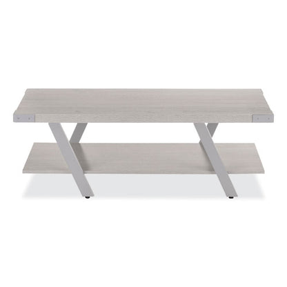 Coffee Table, Rectangular, 51 X 23.78 X 16, White Ash Top, Silver Base