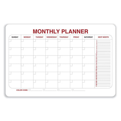 Monthly Planner Whiteboard With Radius Corners, Planning/scheduling Calendar, 36" X 24", White/red/black Surface