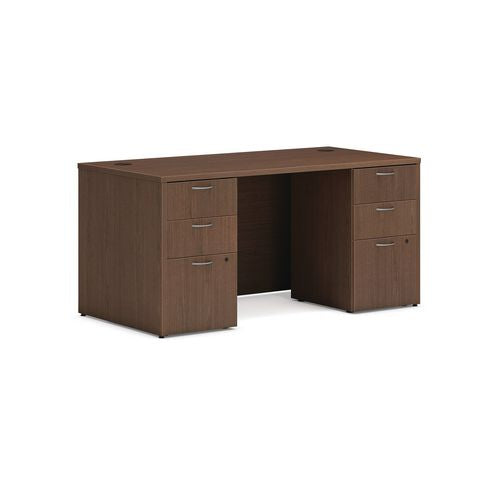 Mod Double Pedestal Desk Bundle, 60" X 30" X 29", Sepia Walnut