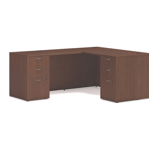 Mod L-station Double Pedestal Desk Bundle, 60" X 72" X 29", Sepia Walnut