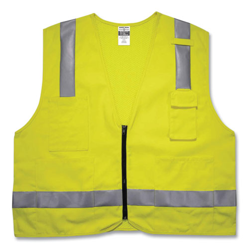 Glowear 8262frz Class 2 Fr Surveyor Zipper Vest, Tencel/modacrylic/para-aramid/kevlar, Small/medium, Lime