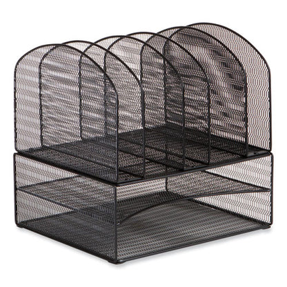 Onyx Mesh Desk Organizer, Two Horizontal And Six Upright Sections, Letter Size Files, 13.25 X 11.32 X 13.32, Black