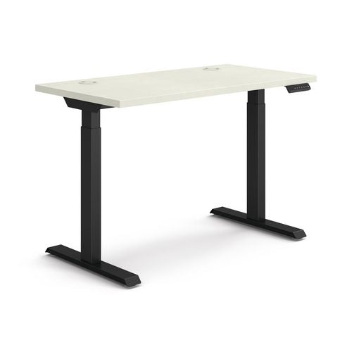 Coordinate Height Adjustable Desk Bundle 2-stage, 46" X 22" X 27.75" To 47", Silver Mesh\black