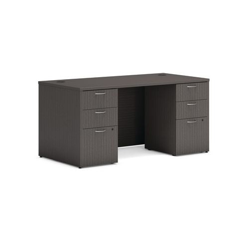 Mod Double Pedestal Desk Bundle, 60" X 30" X 29", Slate Teak