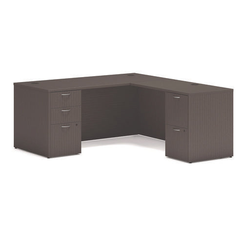 Mod L-station Double Pedestal Desk Bundle, 66" X 72" X 29", Slate Teak