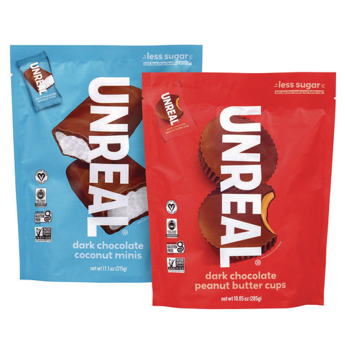 Dark Chocolate Coconut Minis And Pb Cups Variety, 11.1 Oz Bag (dk Chocolate Coconut), 10.05 Oz Bag (dk Chocolate Pb), 2/ct