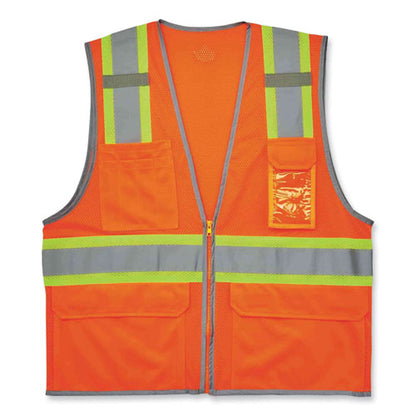 Glowear 8246z Class 2 Two-tone Mesh Reflective Binding Zipper Vest, Polyester, Large/x-large, Orange