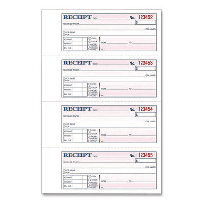 Money/rent Receipt Book, Two-part Carbonless, 7.13 X 2.75, 200 Forms Total