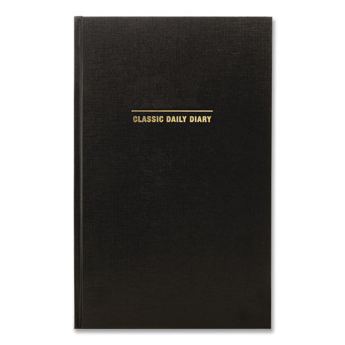 Classic Hardbound Daily Planner, 12.5 X 8, Black/gold Cover, 12-month (jan To Dec): 2025